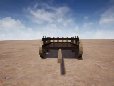cart-Asset wooden cart in desert Low-poly 3D model