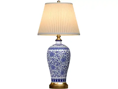 High Table Lamp FLORY Blue Ginger Jar Oriental Ceramic Lotos 3D model
