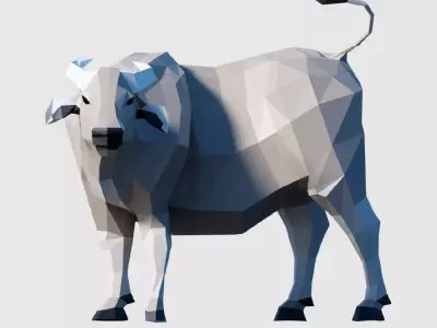 Buffalo bull in low polygons Low-poly 3D model