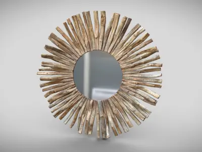 3D scanned firniture - Driftwood mediterranean Mirror Low-poly 3D model