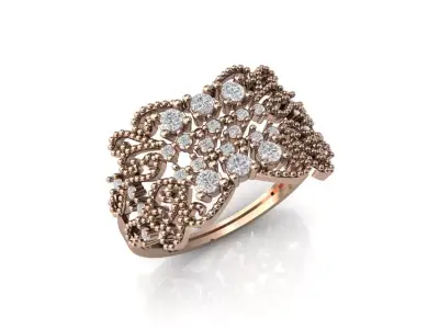 Women Ring Diamond Stone STL 3DM Lightweight Printable 3D print model 58
