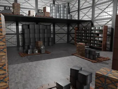 Warehouse Interior Low-poly 3D model purchase