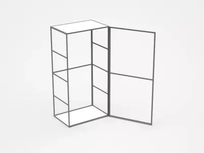 Empty Industrial Shelf Cabinet With Open Door 3D model