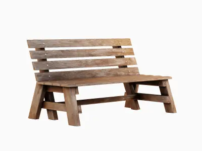 Wooden Outdoor Bench A 04 Low-poly 3D model