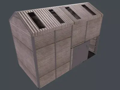 Warehouse wooden shed Low-poly 3D model