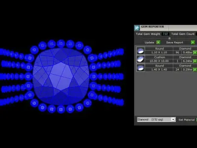 Cushion Gemstone Ring 3D print model