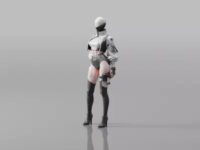  Female Cyberpunk Character Faceless Free low-poly 3D model