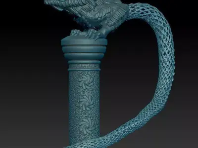 Dragon on a stand with lace tail 3D print model
