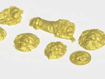 Lion Engraving Collection 3D print model