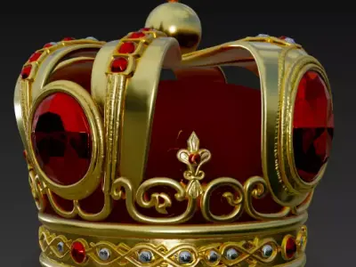 Golden Crown with Emerald Gems 3D model