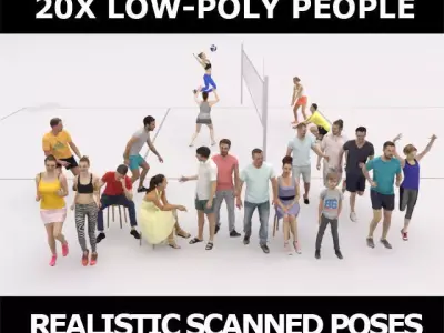 20x LOW POLY SPORT SPORTS SUMMER PEOPLE CROWD Low-poly 3D model