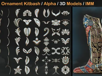 180  Ornament Kitbash - Alpha-3D Models -IMM  vol 03 Low-poly 3D model