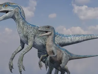 Blue and Beta Raptors Jurassic Park 3D model