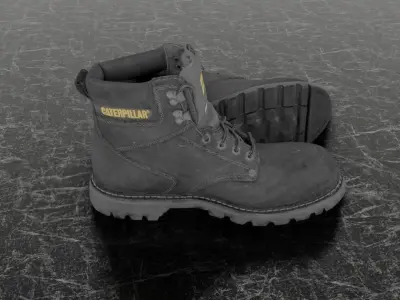 3D CAT BOOTS - STEEL TOE - BLACK Low-poly 3D model