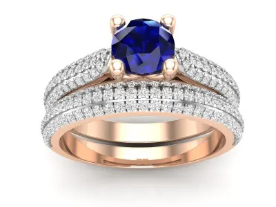 AV 692 Diamond Bridal Engagement Ring With Matching Band 3D print model