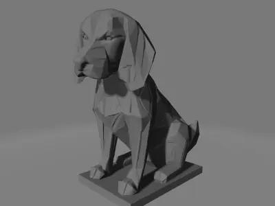 LowPoly Beagle Dog Statue 3D model