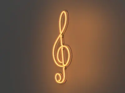 Music Note 1 - Neon Sign 3D model