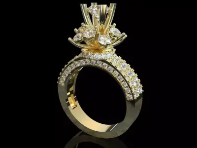 Women diamond ring Style Luxury Diamond R01 3D print model