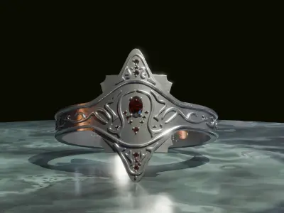 Gith Jewelry set 3D Printable rings ear cuffs necklace pendant  3D print model