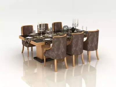 table dining and chairs 3D model