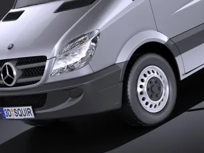 Mercedes Sprinter II van short high VRAY 3D model