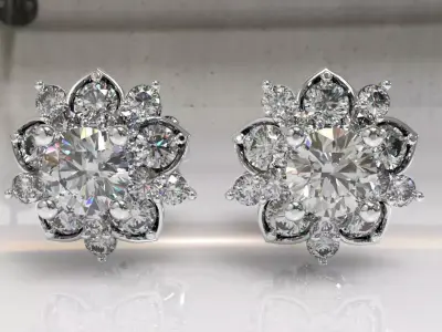 Timothes Diamond Earing 3D JewelryModel Printable 3D ER5 3D print model