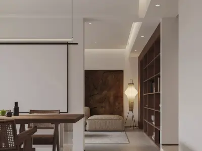 Modern living room dining room interior scenes 475 3D model