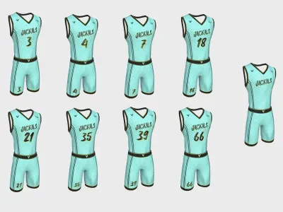 Basketball Fantasy Team Jackals Uniform - Character Design Low-poly 3D model