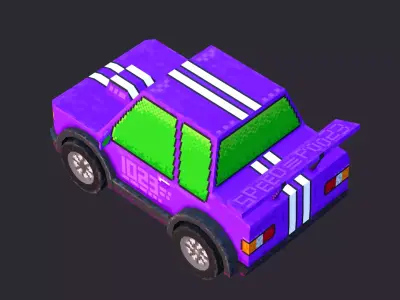 Low Poly Cartoon Race Car 3D model