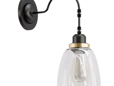 Freya-Louise-FR4167-WL-01-BL wall light with clear glass shade 3D model
