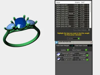 Trilogy of Elegance Cushion-Cut with Pear Shaped Side Stones 3D print model