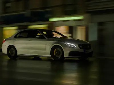 Car night animation scene 3D model