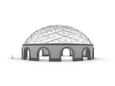 Triangulated Dome Pavilion wireframe structure 3D model
