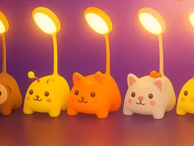 Animal Desk Lamp Pack 01  Low-poly 3D model