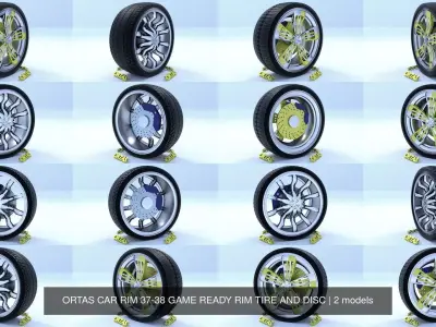 ORTAS CAR RIM 37-38 GAME READY RIM TIRE AND DISC 3D Model Pack