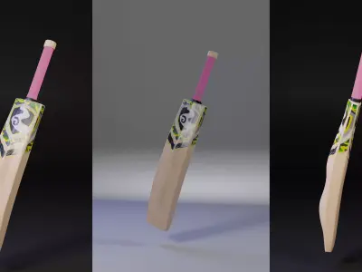 Cricket Bat Leather Rashid Khans Camel bat 3D Blender Low-poly 3D model