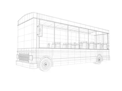 Bus school Low-poly 3D model