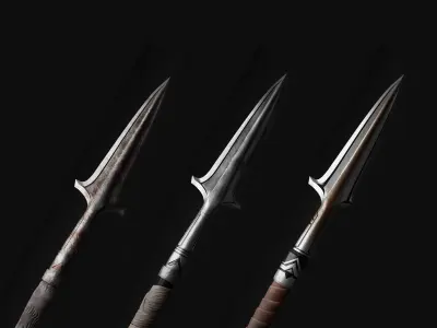 Broken Spear of Leonidas Level 1-3 3D Model Collection
