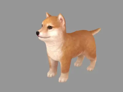Cartoon pet puppy - Shibainu - baby dog Low-poly 3D model