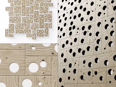 Panel wood board hole n1 3D model