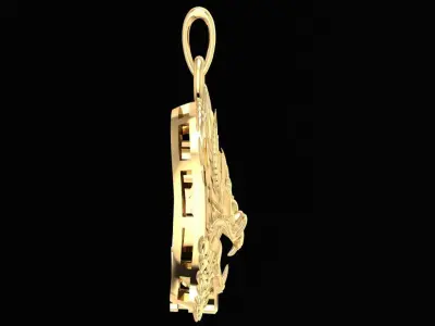 Luxury Chinese Dragon Pendant with Gemstone 3D Model 2261 3D print model