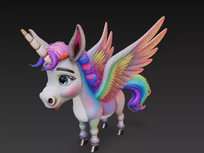 Donkeycorn Rainbow Realistic 3D Model Basic - Donkeycorn Low-poly 3D model purchase