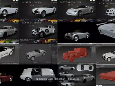 6 models  cars  collection  3D Model Pack