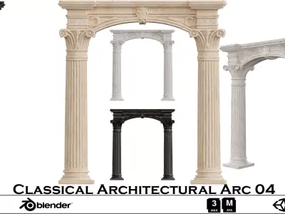 Classical Architectural Arc 04 - Corinthian Archway  Low-poly 3D model