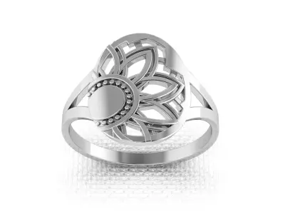 Silver ring in the form of a sun for 3D printing 3D print model