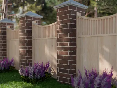Modular Fence Pack Low-poly 3D model