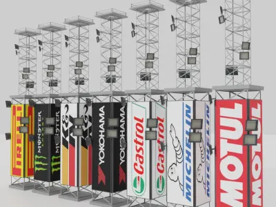 Race Track Props Collection  Low-poly 3D model