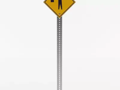 Flagger Ahead Sign 3D model