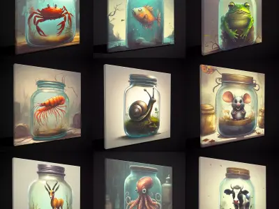 Creatures in a Jar Paintings Two 3D Model Collection