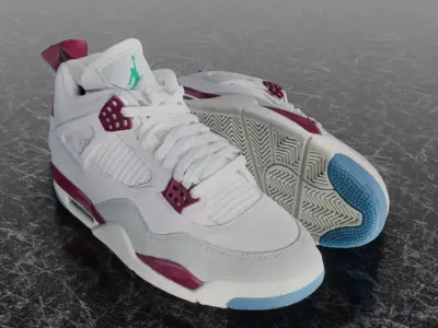 NIKE JORDAN 4 RETRO SB 3D SHOES - RED Low-poly 3D model